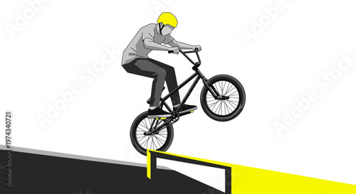 Dynamic BMX Rider Executes Impressive Wheelie On Ramp