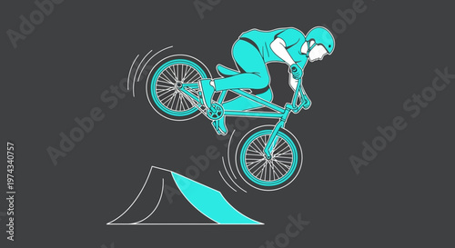 Dynamic BMX Rider Executes Thrilling Mid-Air Jump Over Ramp