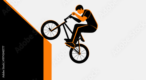 Dynamic BMX Rider Executes Thrilling Wheelie On Edge