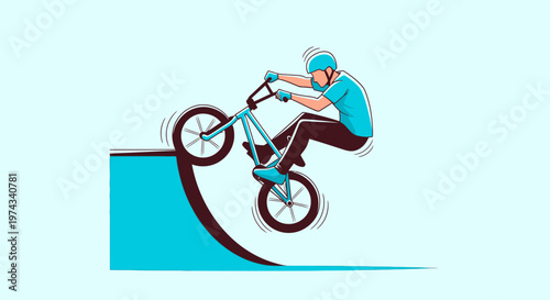 Dynamic BMX Rider Executes Trick on Ramp