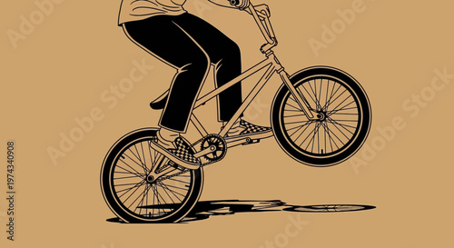 Dynamic BMX Rider Performing A Trick On A Bicycle