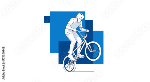 Dynamic Bmx Rider Performing A Wheelie On A Bicycle