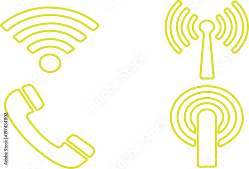 Yellow line of wi- fi phone antenna and radar