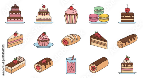 Assorted sweet baked dessert pastries.