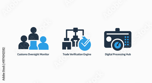 Country manager studio, task prioritization, and digital penny hub icons
