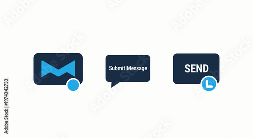 Email, message submission, and send communication icon set