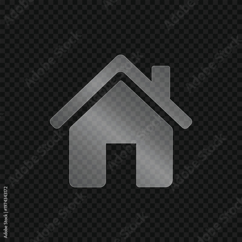 Glassy home icon with real estate illustration transparent background minimalist interface building architecture property location navigation isolated template software