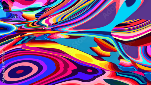Vibrant Abstract Colorful Swirls in Psychedelic Pattern Design