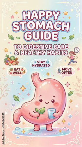Happy Stomach Guide Poster for Digestive Care and Healthy Habits