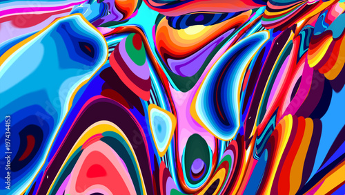 Vibrant abstract colorful swirl pattern with dynamic shapes