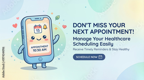Cute Smartphone Appointment Reminder Banner for Healthcare Scheduling App