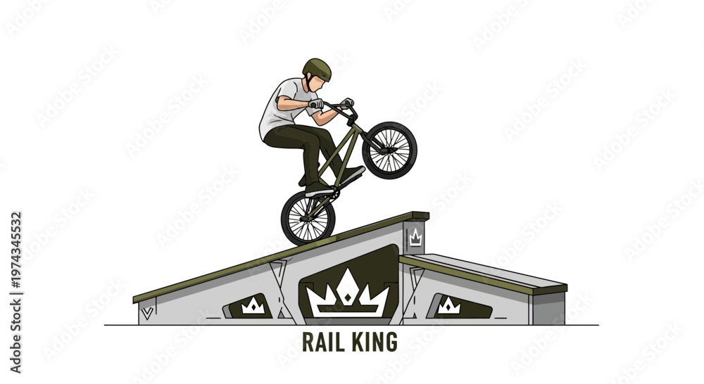 Fototapeta premium Dynamic BMX Rider Performing Stunt on Ramp