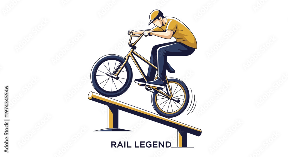 Fototapeta premium Dynamic BMX Rider Performing Stunts On A Rail With Style