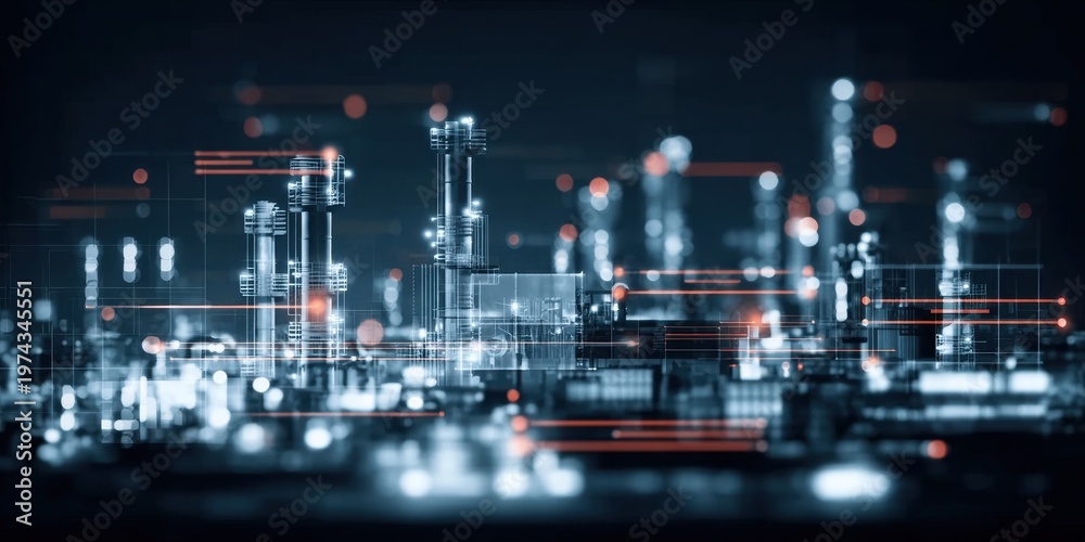 Obraz premium An innovation strategy for the future defines a vision of technology where development leads to massive industrial growth.