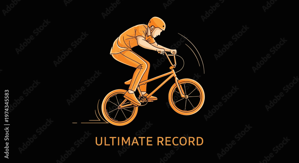 Fototapeta premium Dynamic BMX Rider Performing Tricks Against Black Background
