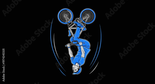 Dynamic Bmx Rider Performing Gravity Defying Aerial Stunt