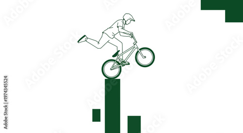 Dynamic BMX Rider Performing Stunt On Abstract Blocks