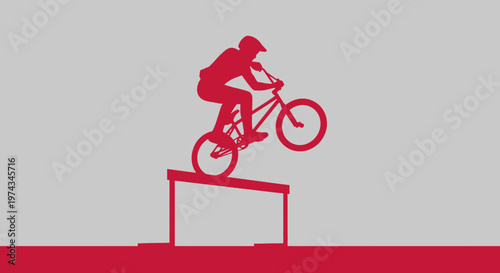 Dynamic BMX Rider Soaring Over Obstacle Silhouette Graphic
