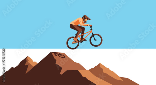 Dynamic Bmx Rider Soaring Over Terrain On A Sunny Day