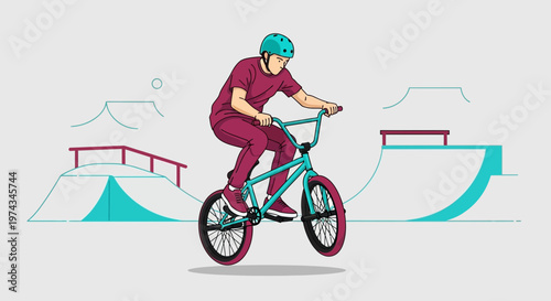 Dynamic BMX Rider Soars Over Thrilling Skatepark Ramps