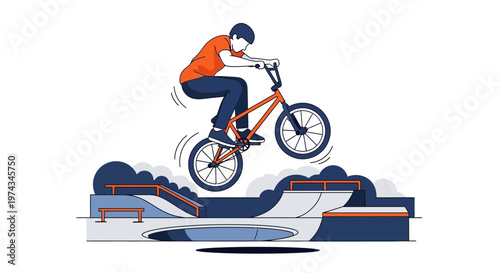 Dynamic BMX Rider Soars Through Urban Skatepark Air