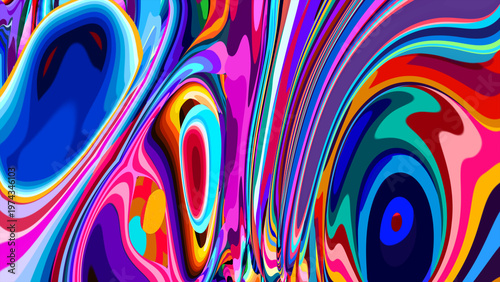Vibrant abstract colorful swirl pattern with psychedelic design