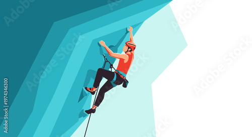Dynamic Climbing Adventure Athlete Ascending Textured Wall