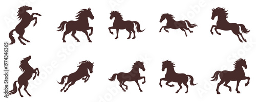 Wild horse silhouettes vector set