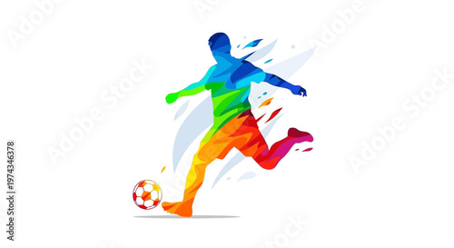 Dynamic Colorful Soccer Player Action Abstract Graphic Art