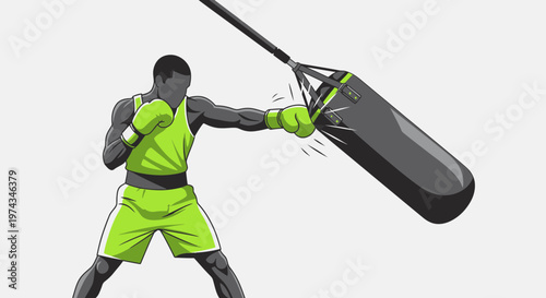 Dynamic Boxer Training With Punching Bag Exercise