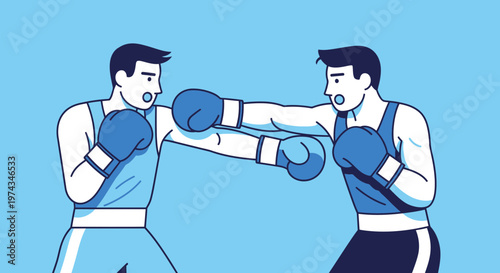 Dynamic Boxing Match Illustration Intense Combatants Facing Off