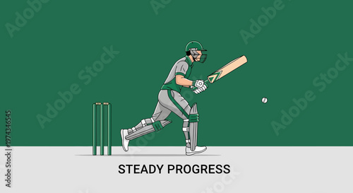 Dynamic Cricket Player Illustration Capturing The Thrill of The Game