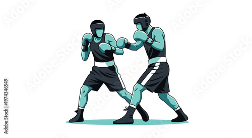 Dynamic Boxing Match Illustration Showing Combatants