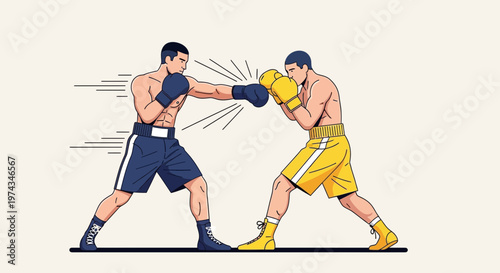 Dynamic Boxing Match Illustration Sport Action Competition