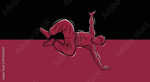 Dynamic Breakdancer Executes Gravity Defying Pose Against Abstract Background
