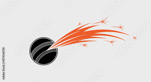 Dynamic Cricket Ball Streak Graphic With Sparks Design