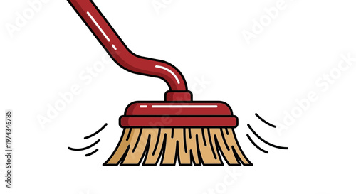 Dynamic Broom Sweeping Action Cleanliness Graphic Illustration