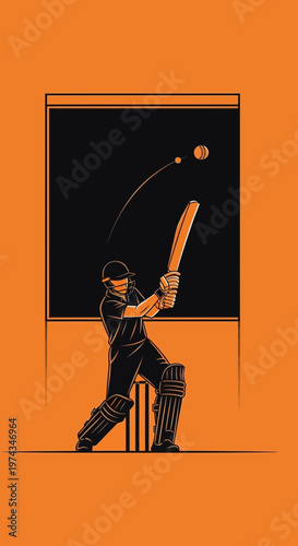 Dynamic Cricketer Batting A Powerful Shot With Intense Focus On Field