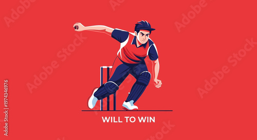 Dynamic Cricketer In Action Ready To Bowl Intense Competition