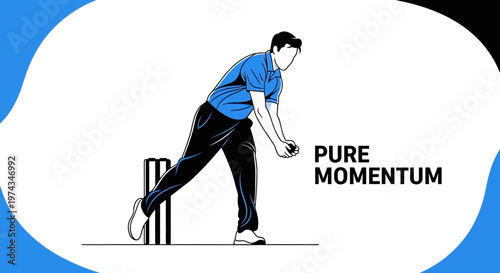 Dynamic Cricket Bowler Action Unleashing Pure Momentum Illustration