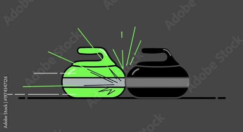 Dynamic Curling Stone Collision In Abstract Sports Motion