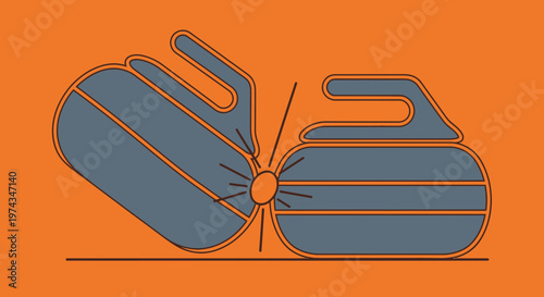 Dynamic Curling Stone Collision Representing Sports Competition And Strategy