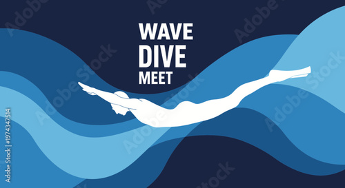 Dynamic Dive into Aquatic Competition Wave Sports Event Graphic
