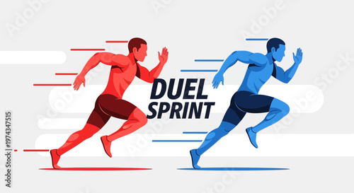 Dynamic Duel Sprint Athletes Racing Competitive Effort Motion