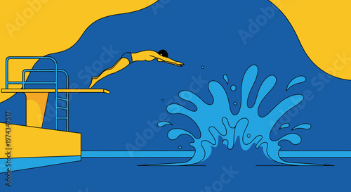 Dynamic Dive Into Blue Waters With Splashing Effect