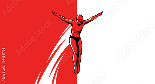 Dynamic Diver Descending With Speed And Determination