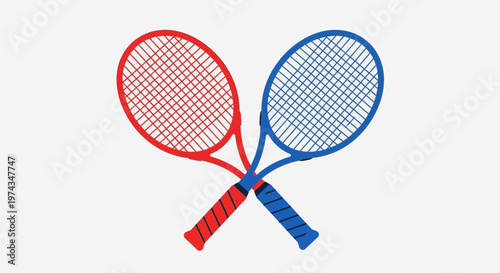 Dynamic Duo Tennis Racquets Crossed Vibrant Sporty Design