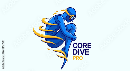 Dynamic Diver Icon Illustrates Intense Aquatic Exploration And Athleticism