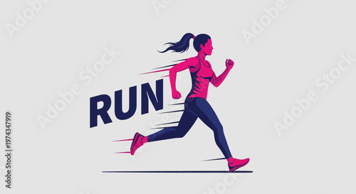 Dynamic Female Runner Motion Graphic With Bold Typography