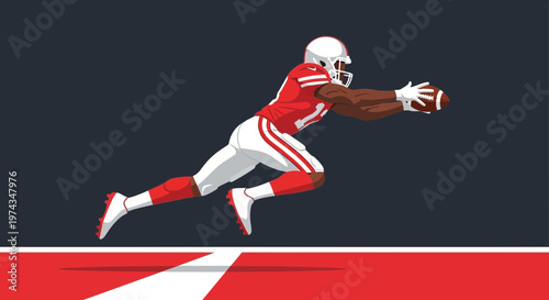 Dynamic Football Player Catching Ball Mid-Air Stylized Illustration